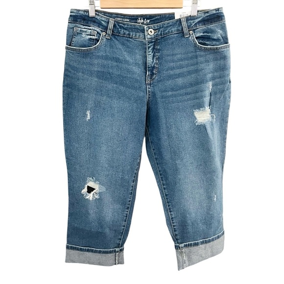 Style & Co Curvy Capri Size 16 Petite Honeybee Wash Distressed Jeans - Picture 1 of 9